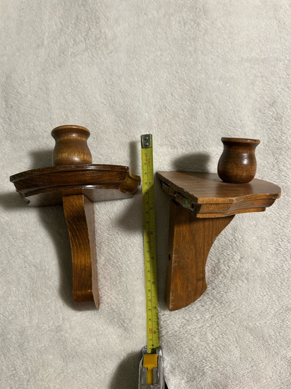 Set Vintage wooden candlestick holder wall hanging home decor rustic farmhouse